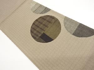 切り嵌め丸に格子模様織出し洒落袋帯